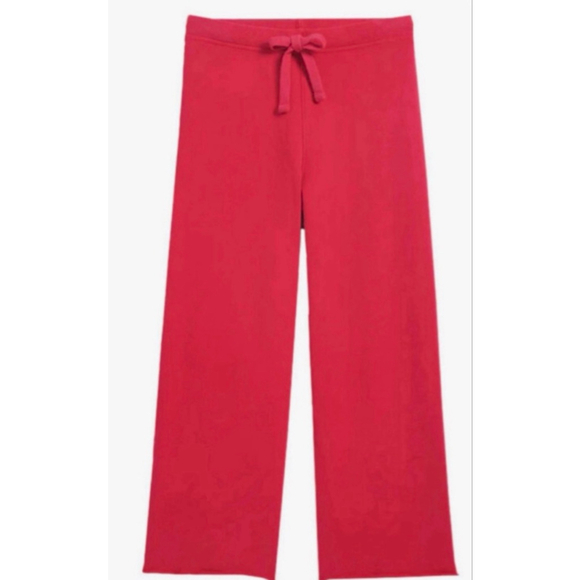New Frank & Eileen Red Catherine Wide Leg Cropped Sweatpants S